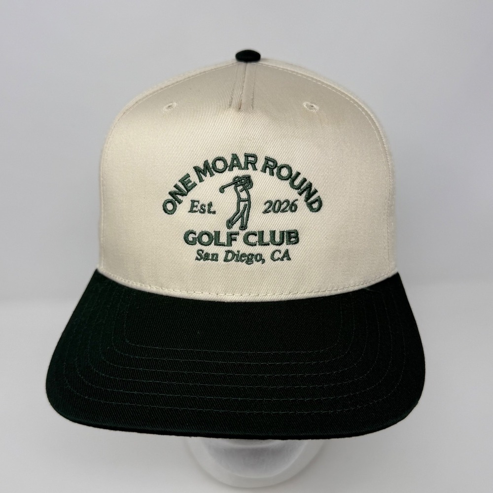 Otto One Moar Round Golf Club San Diego Adjustable Snapback Hat Cap Cream Black